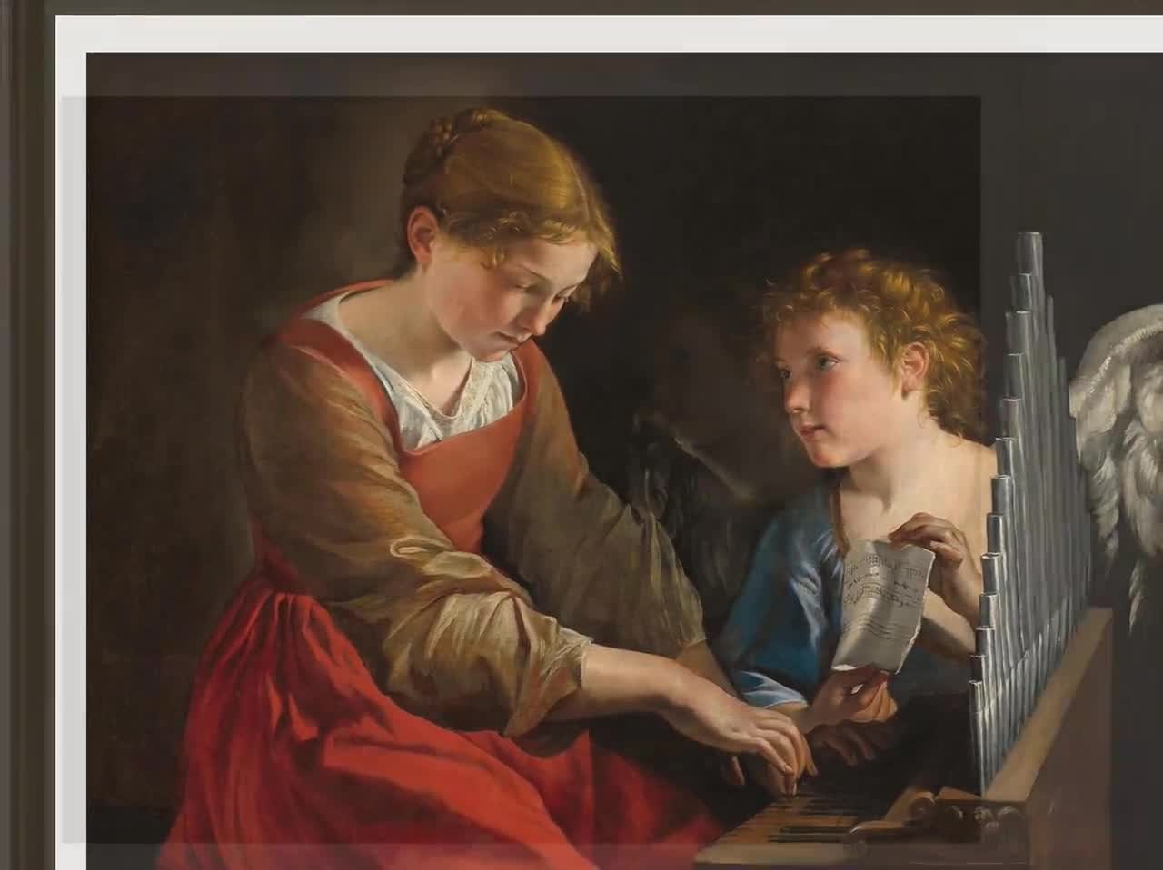 Saint Cecilia and an Angel by Orazio Gentileschi Dark Academia Oil